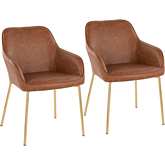Daniella Dining Chair in Camel Leatherette & Gold Steel (Set of 2)